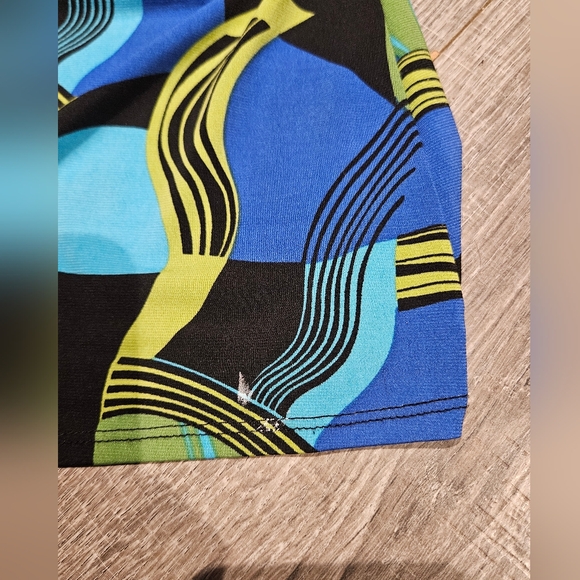 Bisou Bisou Blue Green Colorful Black Rhinestone Dress Tank Top Medium - Picture 5 of 5